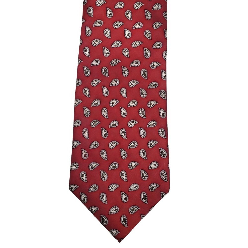 Umberto Bossi Men's‎ Handmade Burgundy All Silk Paisley Wide Tie Necktie Italy